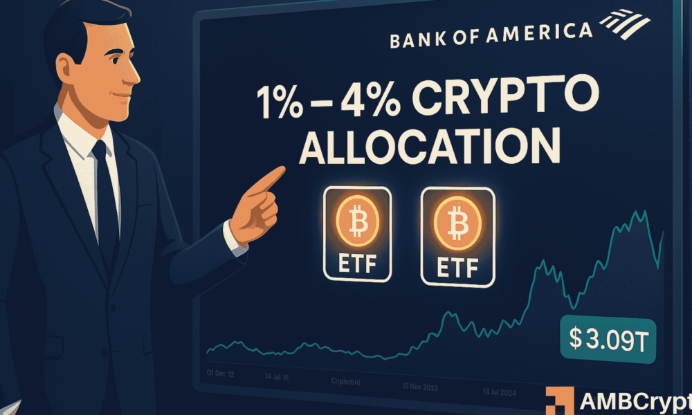 Bank of America says clients can allocate up to 4% to crypto